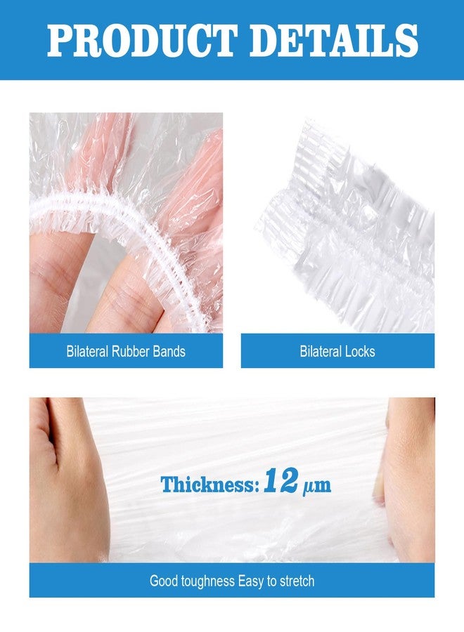 Lagincig 100PCS Shower Caps for Women Disposable, Large Shower Cap for Long Hair, Waterproof Plastic Shower Caps Disposable for Shower, Salon, Travel & Disposable Shower Caps for Sourdough - Image 2